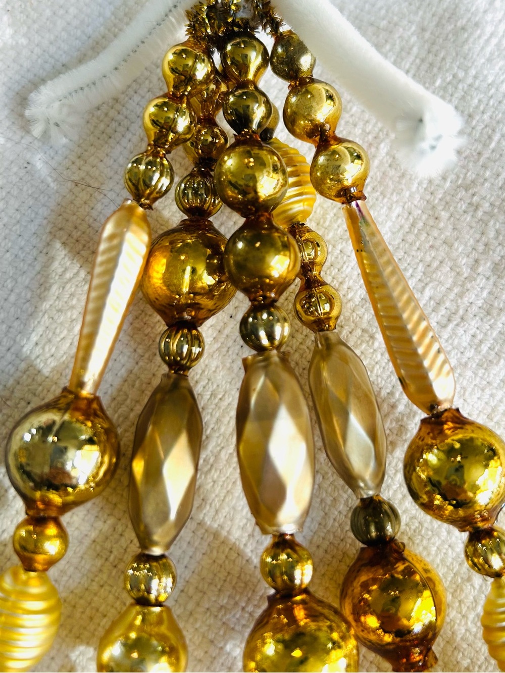 Vintage repurposed mercury glass garland bead icicle holiday Christmas ornaments - Picture 3 of 6